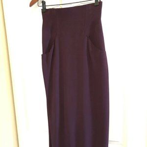 Vintage - Karl Lagerfeld High Waisted Aubergine Eggplant Long Skirt Size 0